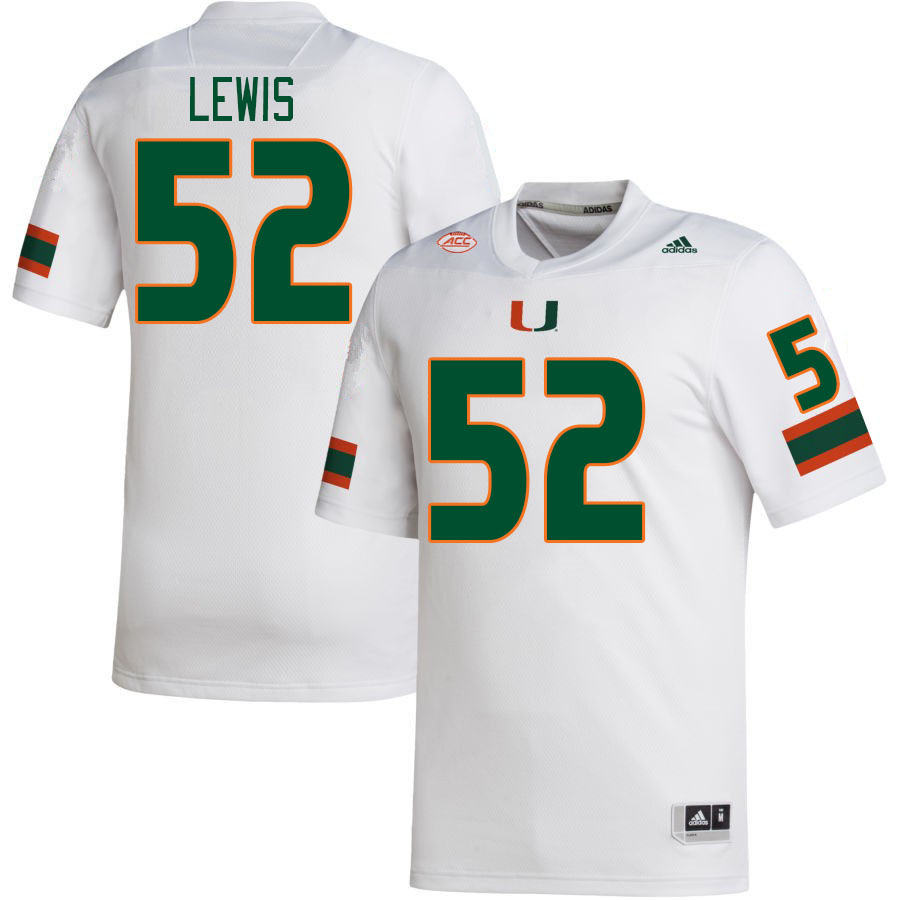 #52 Ray Lewis Miami Hurricanes Jerseys Football Stitched-White